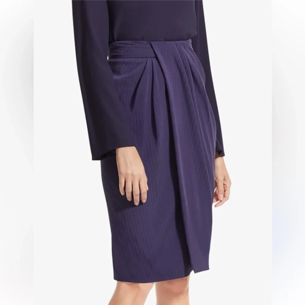 MM Lafleur The Lenox Skirt Foulard High Rise Deep Purple Knee Length Skirt -6(M) - Picture 7 of 12